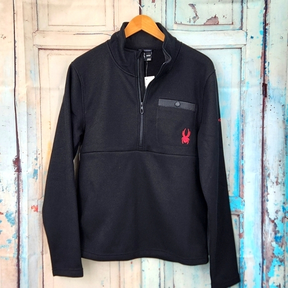 Spyder 1/2 Zip Pullover Black SPFGD183-001 - Picture 1 of 7